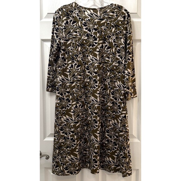 Garnet Hill Dress Size Small Green Floral Seamed Knit Trapeze Stretch Flowy NWT - Picture 3 of 10